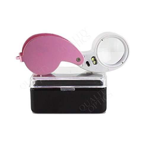 Quality Optics Ladies Pink 30X Fold Out Jewelers Loupe Magnifier Magnifying Glass Real Doublet