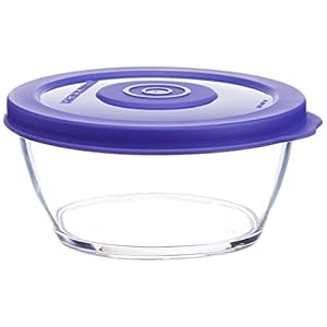 Signoraware Crystal Clear Round Small Container with Seal, 280ml, Set of 1, Deep Violet
