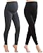 Foucome Women's Over The Belly Super Soft Support Maternity Leggings Gray&Black
