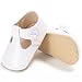 Enteer Baby Girls' Retro Leather Button Mary Jane Shoes White US 4