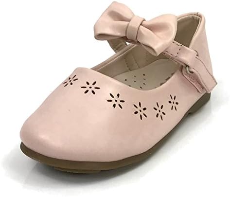 Ositos Collection Baby Toddler Girls Mary Jane Bow Strap Ballet Dress Shoes Nude 5