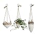 Creative Co-Op Medium White Stoneware Hanging Planter with Jute Rope
