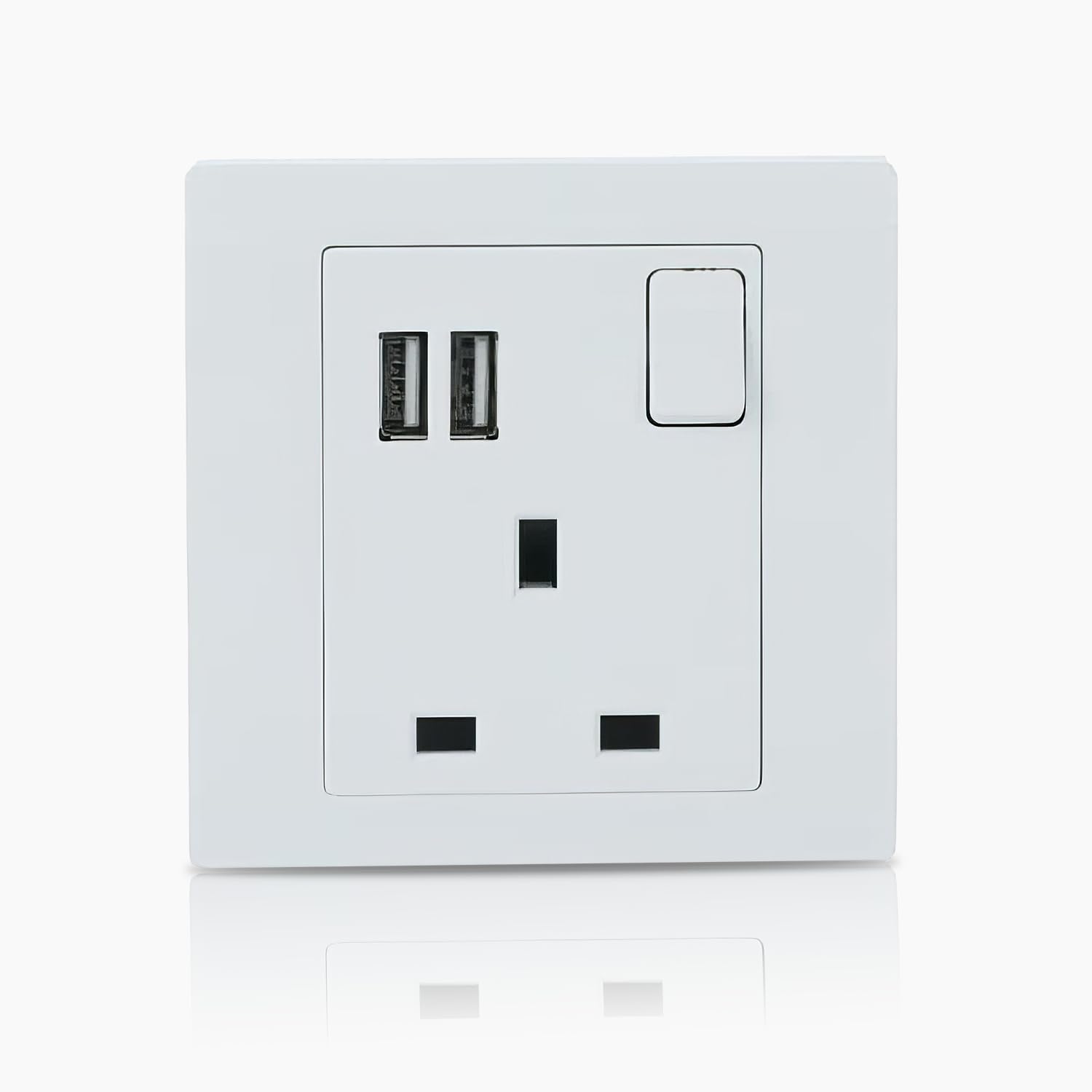ABB Inora 1 Gang Switched 13A USB Plug Socket • Premium 13amp Plug Socket • Double Pole • White • USB Port • Safe, Reliable, and Functional