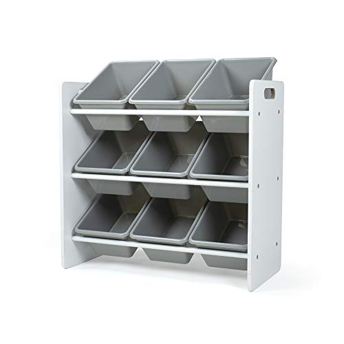 Humble Crew 9-Bin Toy Organizer – Explorer Natural White/Grey Plastic Bins, 3-T…