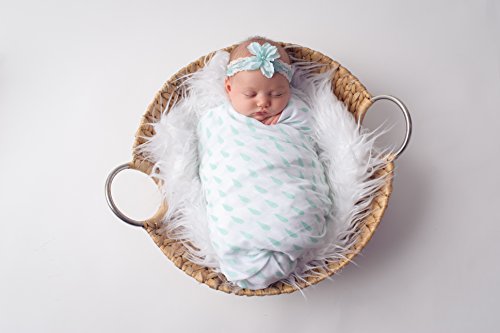 Muslin Baby Swaddle Blankets, 47x47 (3 Pack) Mint Blue and White Collection