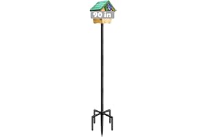 Mokeyder 90 Inch Bird House Pole Mount Kit, Adjustable Heavy Duty Bird Feeder Pole for Outdoors, Universal Mounting Post Set with 5-Prong Base, Black, 1 Pack