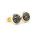 JAB 8mm Round Natural Agate Titanium Druzy Stud Earrings Gold Plated Copper Drusy Jewelry