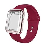 YC YANCH Compatible with Apple Watch Band 38mm with Case, Silicone Sport Strap Replacement Band with Apple Watch Screen Protector Compatible with iWatch Apple Watch Series 1/2/3, S/M Rose Red