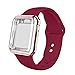 YC YANCH Compatible with Apple Watch Band 38mm with Case, Silicone Sport Strap Replacement Band with Apple Watch Screen Protector Compatible with iWatch Apple Watch Series 1/2/3, S/M Rose Red