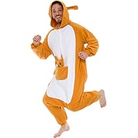 Plush Kangaroo One Piece Animal Costume - Silver Lilly Unisex Adult Cosplay Pajamas (Brown, S)