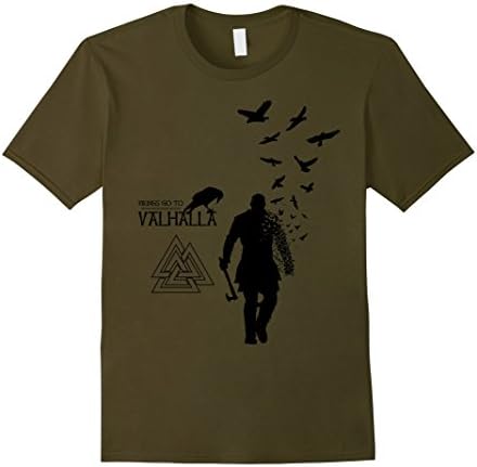 Mens Vikings go to Valhalla Ragnar and Ravens Men &amp; Women T-Shirt Large Olive