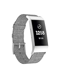 Junboer Compatible Fitbit Charge 3 correas, tejido tejido transpirable correa de reloj de liberación rápida pulsera de repuesto