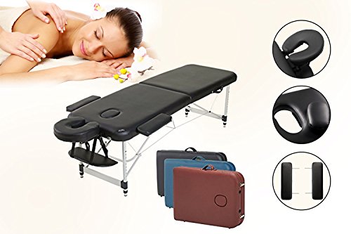 Angel USA Ultra Light Weight Sturdy Aluminum Frame 84"L Portable Massage Table Facial SPA Bed Tattoo w/Free Carry Case, Face Cradle, Arm Rests (Black) - Thumbnail 6