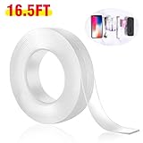 Double Sided Adhesive Grip Tape,TracelessTransparent Gel Mat Tape Nano Washable Removable and Reusable Sticky Anti-Slip Gel Tape for Paste Photos Posters, Fix Carpet Mats or Office Wall Decor etc(5m