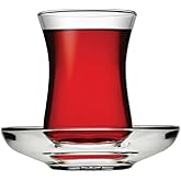 Biandeco Turkish Tea Cups and Saucers 12 pieces, Authentic Slim Waist Turkish Tea Glasses, Traditional Tea Set Perfect for Arabic, Persian Morrocan Tea Party Set of 6, 4 oz