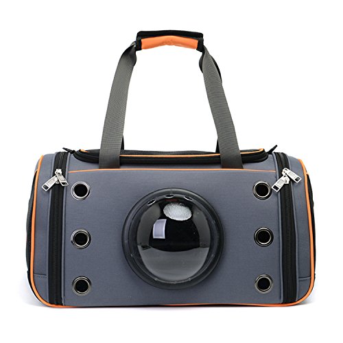 Aoxsen Soft Sided Bubble Pet Carrier Dog Cat Puppy Shoulder Bag Innovative Traveler Handbag Airline Travel Approved Space Pet Basket Rabbit Cage Breathable Mesh Window (M, Orange)