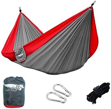 Luxetempo Portable Ultralight Nylon Parachute Double Hammock -Camping Backyard Recreation-9.8*6.5 ft Red