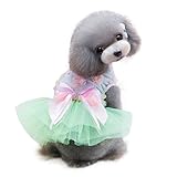 Neartime Puppy Dress, Dog Clothes Pet Grid Skirt for Small Medium Pets (L, Green)