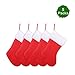 SHareconn Christmas Stockings,5 Pack 16 Inch Big Christmas Kids Gift Stocking Bags and Christmas Hanging Socks for Gift Holding,Party Decoration DIY Craft (Red & White)