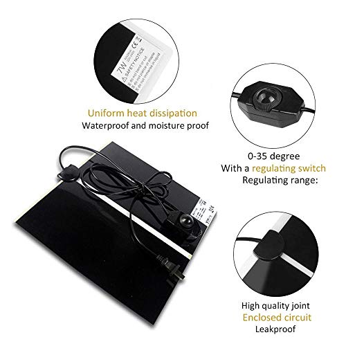 Reptile Heating Pad with Temperature Control, AUOKER Adjustable 5W Heat Mat for Reptiles Lizard, Gecko, Turtle, Hermit Crab, Tortoise, Snakes, Spider, Mammals -Safety Turtle Aquarium Terrarium Heater - Thumbnail 2