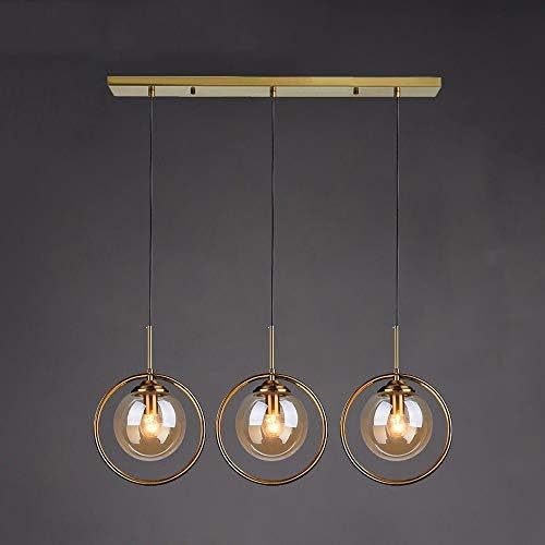 DLGGO Creativity Bedroom Chandelier, Nordic Modern Simple Iron Pendant Light American Industry Kitchen Island Spherical Glass Lampshade E14 Restaurant Ceiling Hanging Lamp, Bar Cafe Neutrallight