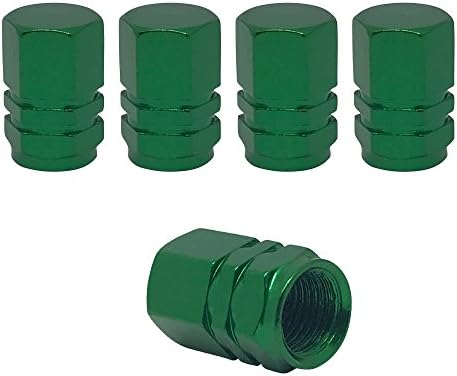 Threethreetwo Stylish Anodized Hexagon Car Tire Valve Stems Cap Set ( 4pcs = 1 set) 8 Color Options (Green)