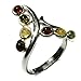 Multicolor Amber Sterling Silver Tiny Stones Twig Ring