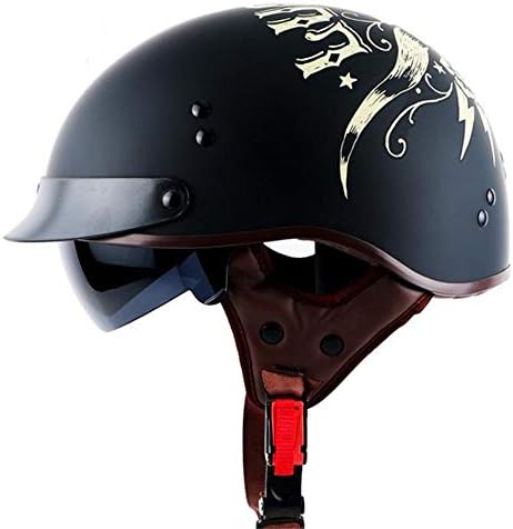 レトロなバイクハーフヘルメットオートバイクラッシュジェットヘルメットdot Ece承認済み電動バイクライトヘルメットオープンフェイスクルーザースクーター ヘルメット大人用男性用女性用サンバイザー