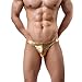 MuscleMate Premium Men's Sexy G-String Comfort Thong Golden Low Raise Underwear (S, Golden)