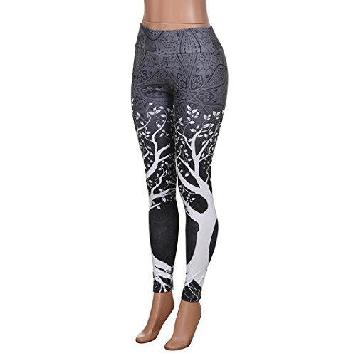 kaifongfu Women Yoga Pants,Women Printed Sports Pants Yoga Workout Gym Fitness Exercise Athletic Pants (L, Gray) - Thumbnail 4
