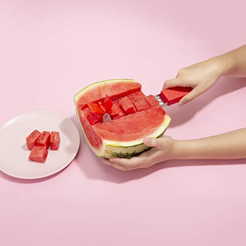 Riveira Watermelon Slicer Windmill Cutter Carving Knife 12-Inch Stainless Steel 3-Piece Kitchen Gadget Newly Designed Gift Set with TPR Silicone Handles for Cutting Fruit Melon Summer Best Gadgets
