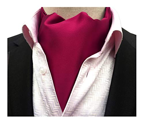 Secdtie Mens Dark Red Silk Cravat Ties Woven Ascot for Tuxedo and Formal Wear 19