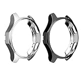 LDFAS Galaxy Watch 46MM Case, (2 Pack) Silicone Shock-Proof and Protector Cover Compatible for Samsung Galaxy Watch 46MM (2018) / Gear S3 Frontier (2017) Smartwatch Silver+Black