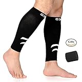 GXQ Calf Compression Sleeve - Best for Man and Womens With Guard Leg Compression Socks Design, Calf Guard for Running, Basketball, Cycling, Biking, Maternity and Travel (Black 1 Pair)