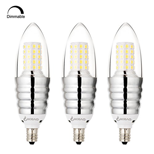Bogao (3 Pack) Dimmable E12 LED Candelabra Bulb, 12W Daylight LED Candle Bulbs, 80-100 Watt Light Bulbs Equivalent, E12 Candelabra Base, 1200 LumenS LED Lights,Torpedo Shape ( White 6000K )