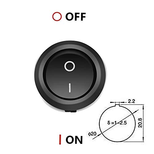 12 Pcs SPST Snap-in ON-Off 2 Pin Round Snap Rocker Boat Switch Black AC 250V 6A 125V 10A for Car Auto Boat Household Appliances by MXRS