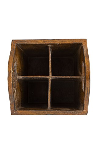 Creative Co-Op Wood Utensil Holder with 4 Compartments