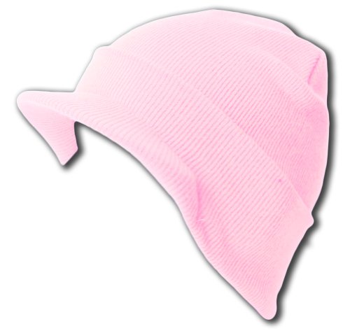 Knit Cuff Beanie Visor - Winter Wear/Sports - Light Pink