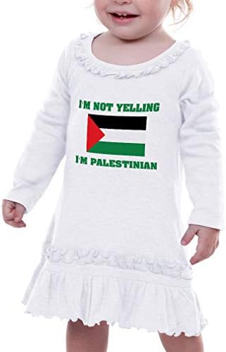 I'm Not Yelling I'm Palestinian Girl Ruffle Cotton Long Sleeve Dress