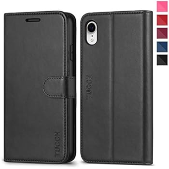 TUCCH iPhone XR Wallet Case, iPhone XR Case, Premium PU Leather Flip Slim Cover[Kickstand] [RFID Blocking] Credit Card Holder, [Wireless Charging] Compatible with iPhone XR(6.1 inch) - Black