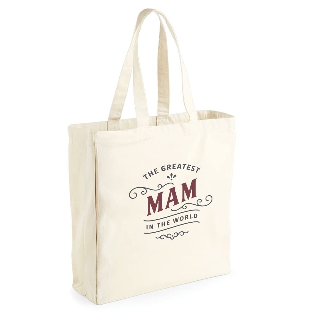 D Design Invent Print! Mam Gift Bag Personalised Present for Birthday Mother’s Day Gift Funny Novelty Mam Keepsake 40 x 39 x 13cm (Natural)