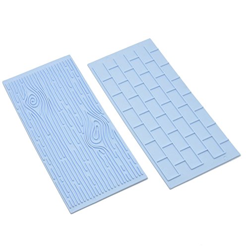 Leaftree 2pcs Cake Brick Wall Wood Grain Mat Mold/Fondant Embosser Cutter Mould Kitchenware,Blue