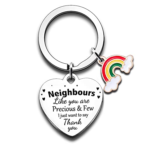 Nimteve Funny Neighbour Gifts Keyring Gift for Neighbours Keepsake for Friends Key Ring Friendship Gift Christmas Gifts, Silver, One Size