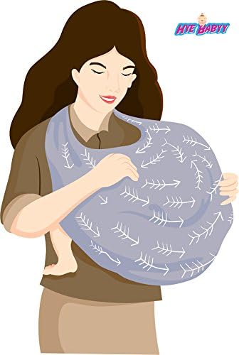 HYEBABYY Breastfeeding Nursing Cover Scarf FREE Matching Travel Bag, Multi Use Baby Car Seat, Shopping Cart, Stretchy Infinity Shawl, Full Coverage &amp; Privacy (Grey &amp; White Arrows)