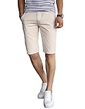 Nidicus Men's Casual Classic-Fit Solid Plain-Front Summer Chino Short Ivory 31