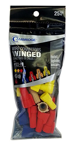 Cambridge Screw-On Wire Connectors Winged 25 Pcs Assorted Sizes