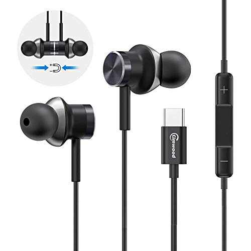 USB C Headphones, IPX 5 Water Resistant HiFi Stereo USB C Earbuds W/Mic