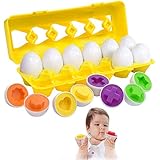 CPSYUB Toddler Toys, Easter Eggs Toys for 1, 2, 3, 4, 5, 6 Year olds Girls / Boys, Color Shape Montessori Matching Eggs Educational Color & Shape Recognition Skills Learning Toys BPA Free (12 Eggs)