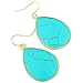 SUNYIK Women's Green Howlite Turquoise Teardrop Hook Dangle Earrings