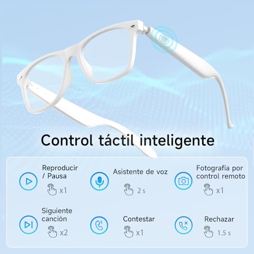 Gafas Inteligentes Sunvito con micrófono inalámbrico Bluetooth para música y Llamadas | Controles táctiles, Unisex | Protección UV